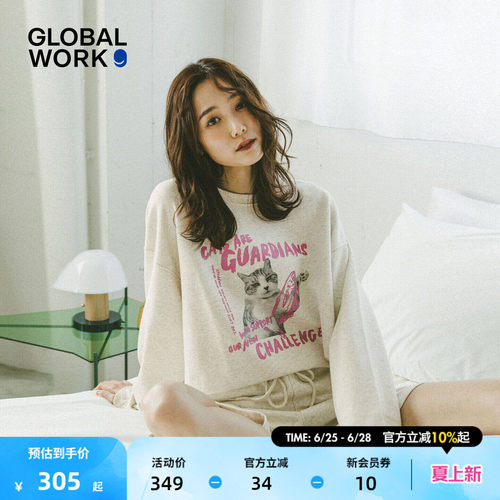 GLOBAL WORK cat's issue系列2026夏季新款日系卫衣裤套装636066