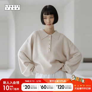 LOWRYS FARM 针织衫女2026春季新款纯色POLO领长袖毛衣648065