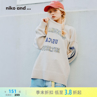 niko and ...针织衫女2026春季新款时尚宽松字母休闲毛衣289195