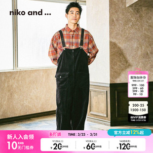 and 休闲宽松直筒棉质背带裤 ...长裤 新款 590996 男2026春季 niko