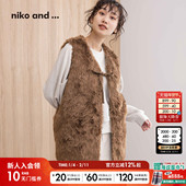 ...冬季 niko and 宽松毛绒保暖系带两面穿马甲女753419