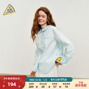 女2025春秋新款 SEE PIZZA衬衫 格纹花边日系上衣320940 YOU