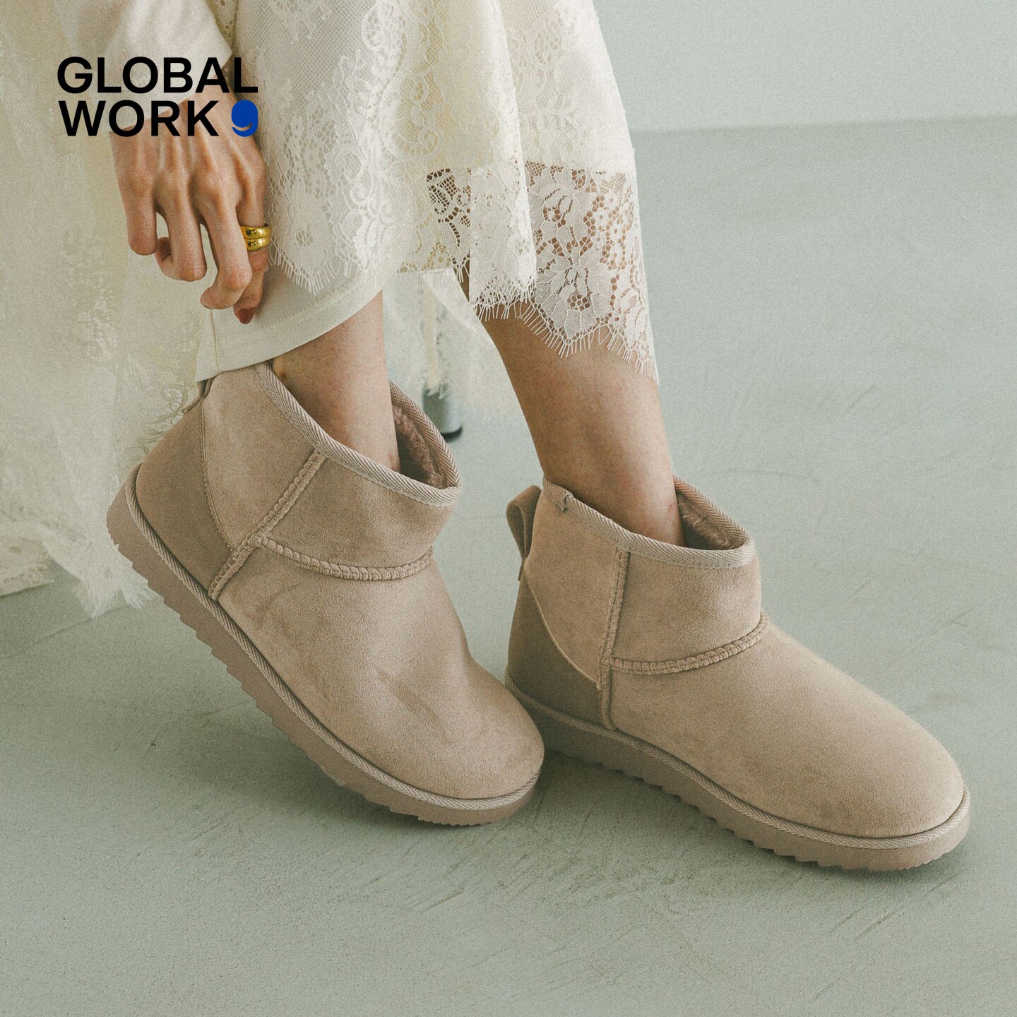 GLOBAL WORK 雪地靴女2025冬季新款加绒护踝保暖半高帮靴子611136