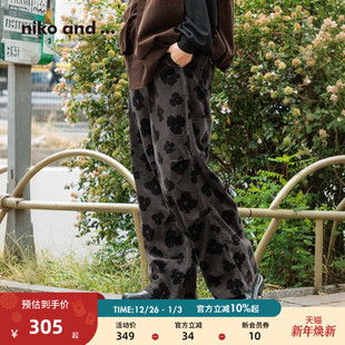 and 棉质复古灯芯绒宽松休闲裤 ...裤 新款 590617 子女2025冬季 niko