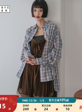 LOWRYS FARM衬衫女2026春季新款休闲宽松格纹长袖上衣525629