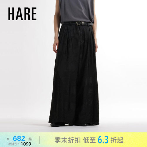 HARE休闲裤男2026夏季新款艺术风花卉拼接宽松阔腿裤664852