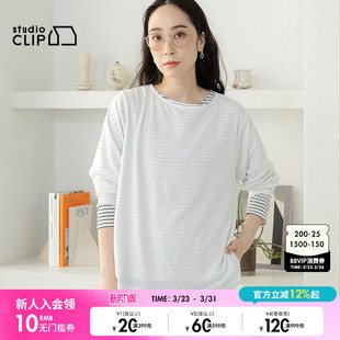 CLIP 长袖 T恤女2026春季 薄款 上衣132113 简约休闲时尚 studio