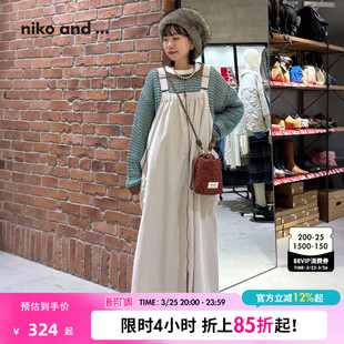 宽松拉链口袋工装 niko 新款 ...连衣裙女2026春季 背带裙581479 and