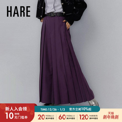 通勤百褶高腰长裤 宽松廓形修饰腿型