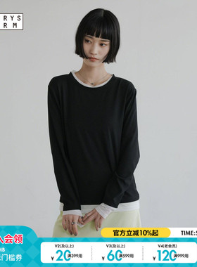 LOWRYS FARM T恤女2026春季新款温柔风假两件长袖上衣661428