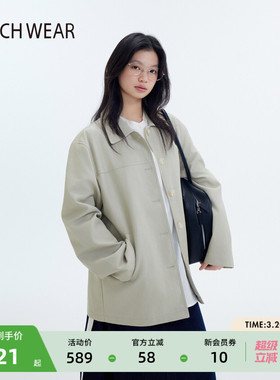 BUCH WEAR外套女2026春季新款复古街头仿皮质长款大衣594867