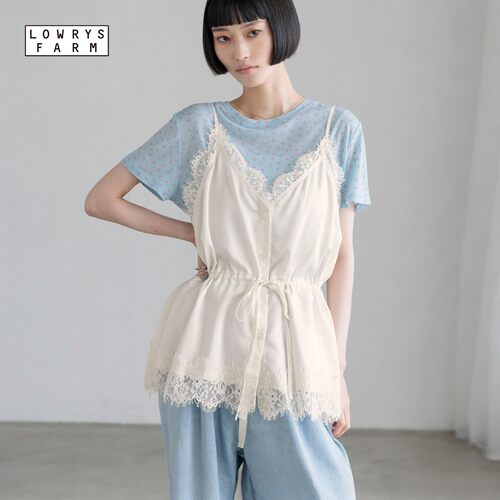 LOWRYS FARM吊带女2026夏季新款纯色蕾丝叠穿无袖衬衣1049036