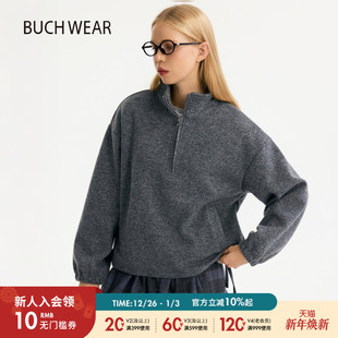 卫衣613179 宽松高级保暖立领长袖 BUCH WEAR毛衣女2025秋冬新款