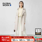 GLOBAL 纯色宽松气质简约外套234545 新款 WORK 风衣女2026春季