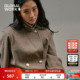 外套女2025冬新款 GLOBAL WORK 双排扣两穿高领中长呢子大衣499666