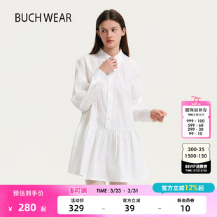 褶皱水滴领公主风棉质裙子642245 新款 BUCH WEAR连衣裙女2026夏季