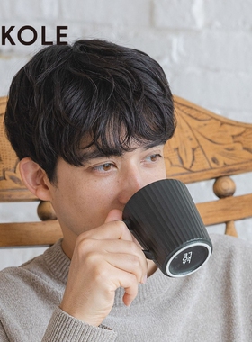 LAKOLE 杯子2025年春夏新款做旧有耳简约日式咖啡马克杯131514