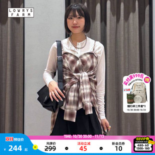 LOWRYS FARM衬衫女26秋新款复古暖调两穿格纹长袖休闲上衣824240