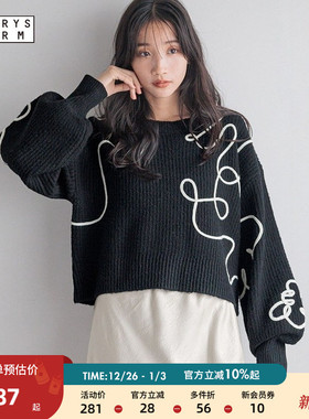 LOWRYS FARM毛针织衫女冬季新款线条显瘦宽松气质毛衣250616