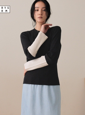 LOWRYS FARM针织衫女2025冬季新款甜美修身拼色长袖毛衣451465