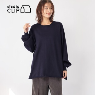 studio CLIP 针织衫女2026春季新款纯色宽松打底圆领上衣633271