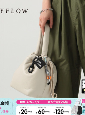 BAYFLOW单肩包女2025春夏时尚潮流便携设计感抽绳水桶包102533