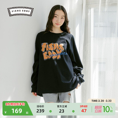 FISHS EDDY T恤女2026春季新品宽松长款圆领上衣325123