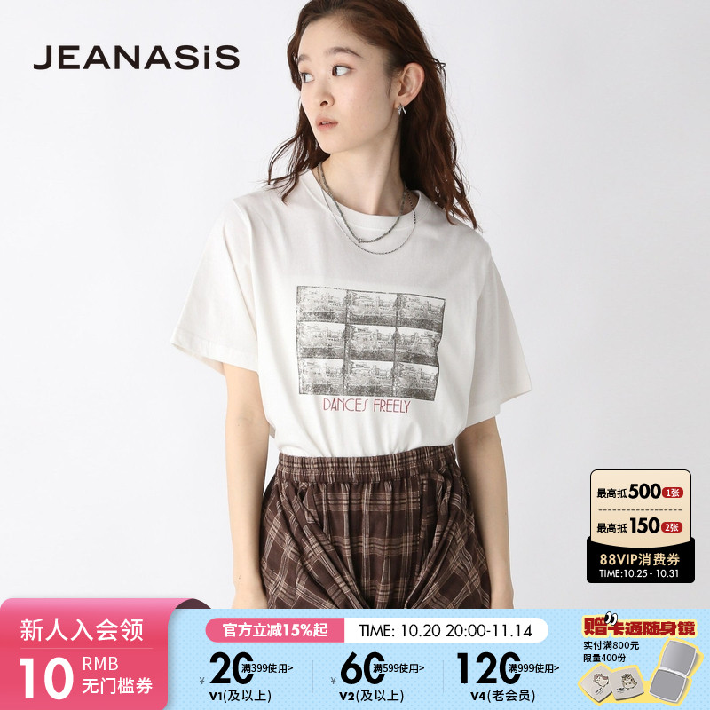 JEANASIS T恤女2025夏季新款时尚简约流行印花休闲短袖上衣459332