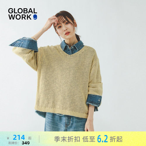 GLOBAL WORK 针织衫女2026夏季新款含亚麻文艺温柔镂空罩衫636123