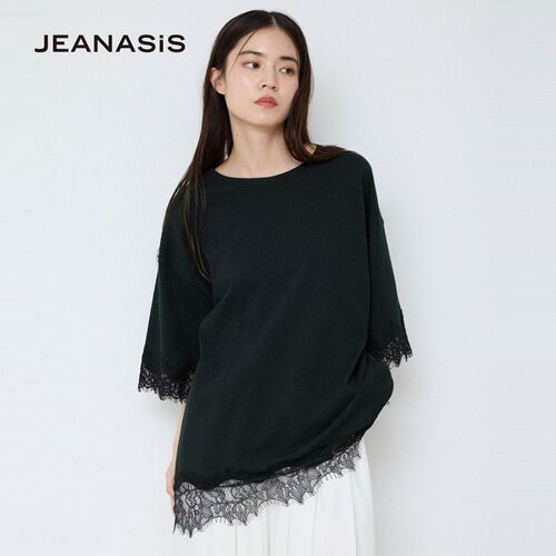 JEANASIS T恤女2026夏季新款拼接蕾丝边棉质短袖上衣683783