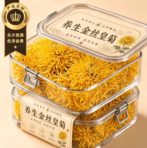菊花茶金丝皇菊黄菊一朵一杯官方旗舰店菊花去火非特级金银花正品