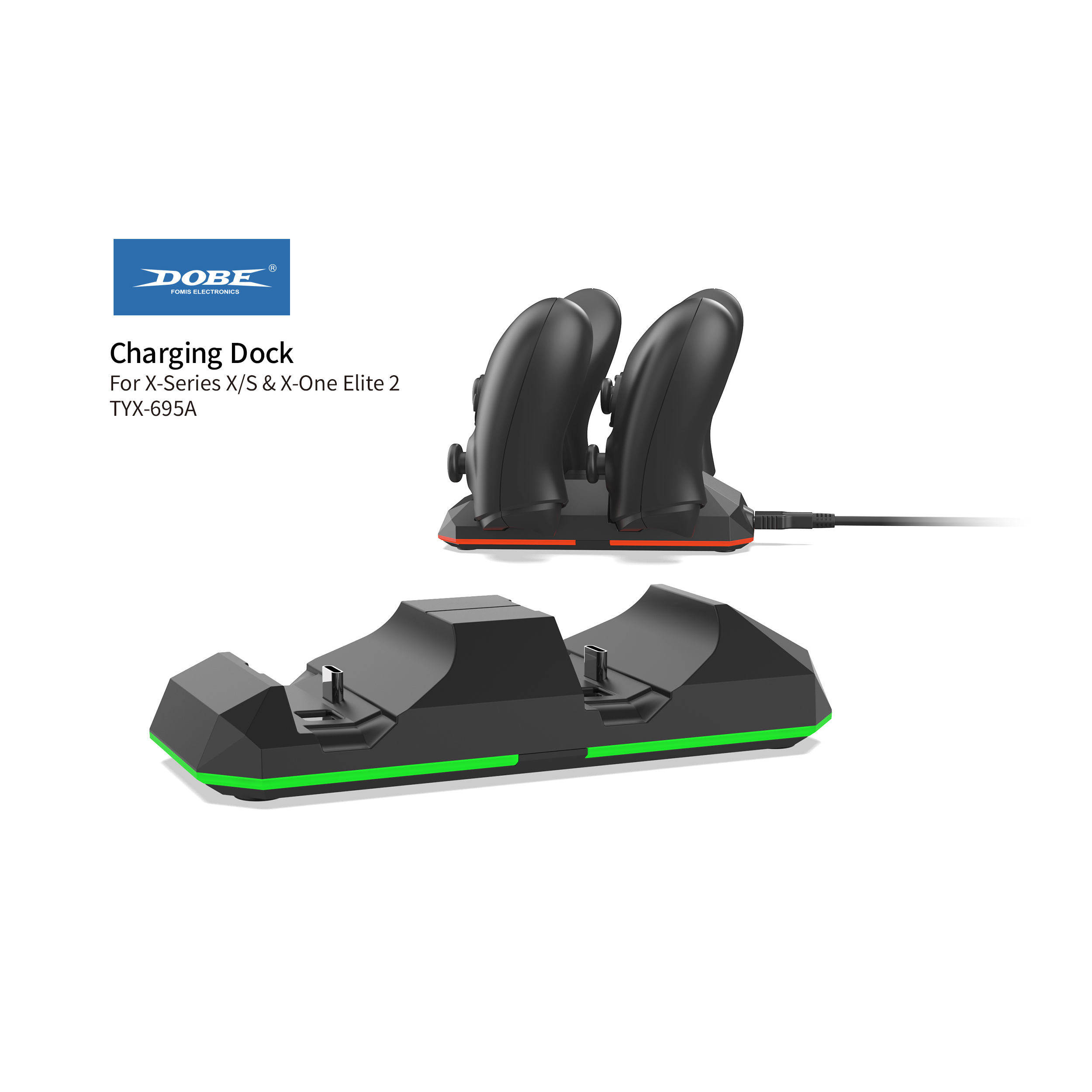 DOBE原装Xbox Series手柄充电底座Xbox One精英2代手柄 双手柄座充带电池包套装
