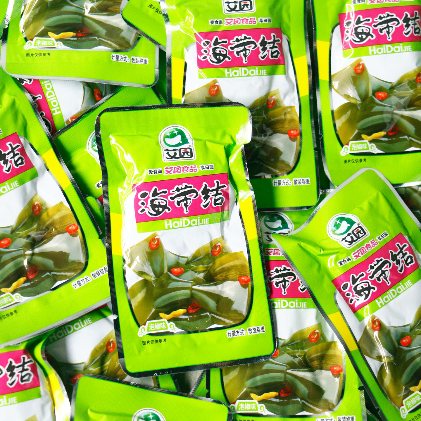 艾园泡椒味海带结散称小包装开袋即食休闲零食咸菜香辣泡菜海带片
