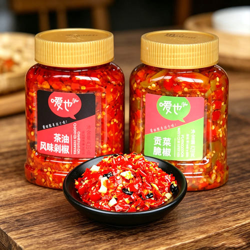 嗳也茶油风味剁椒428g湖南特产香辣下饭菜蒸鱼头辣椒酱豆豉剁椒