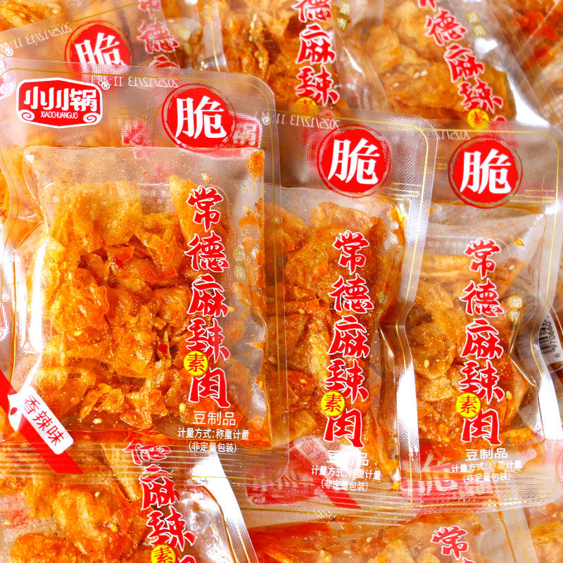 小川锅常德麻辣素肉500g辣片豆皮散称小包麻辣味辣条湖南特产零食