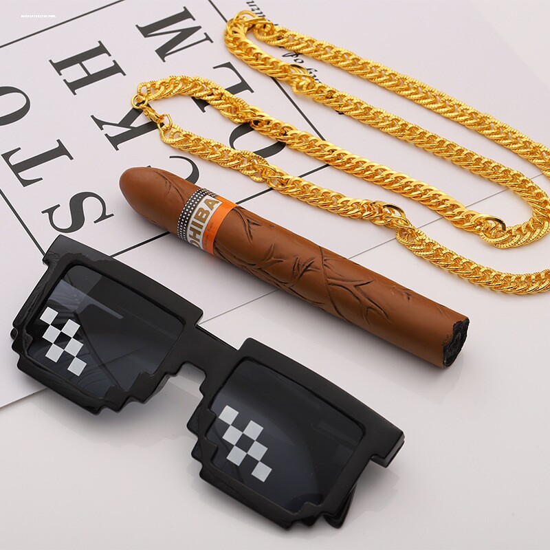 马赛克装逼打码暴徒网红装饰眼镜 动漫二次元恶搞装b神器像素墨镜