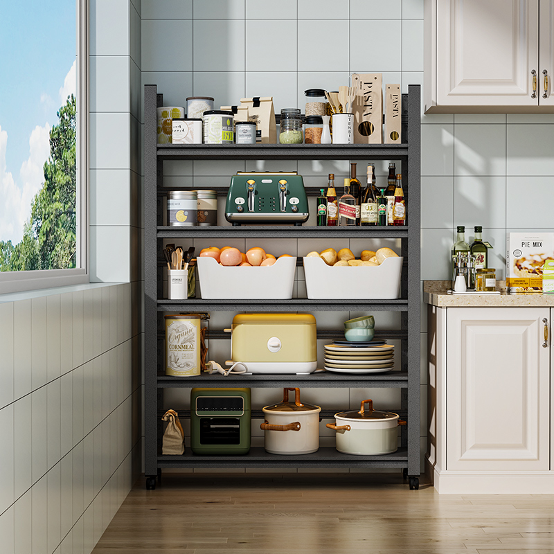 家用廚房置物架落地式多層多功能收納架子微波爐烤箱可移動儲物架