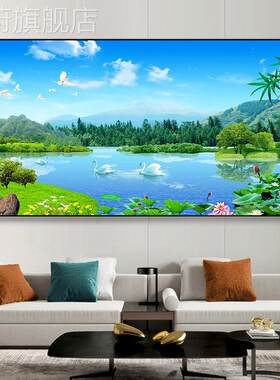 网红壁客厅墙面饰画田园风景画墙装画沙发后背景墙挂画卧室墙画晶