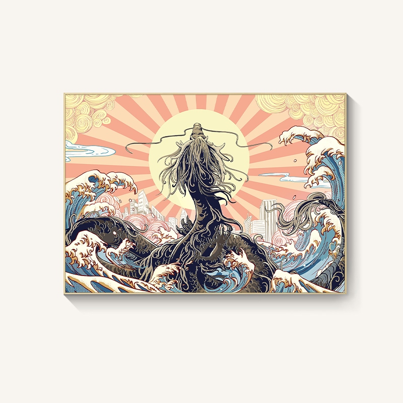 龙画榻榻米挂画日式餐厅日料店和风装饰画客厅凤凰墙面壁画定做图片