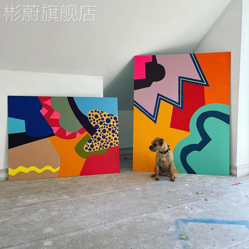 网红街头术客厅装饰画艺抽象背景地墙挂画个性卧室床头画创意色块图片