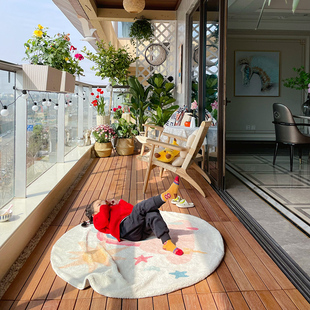 户外实木地板阳台架空防腐木花园露台防水室外庭院龙骨板抬高定制