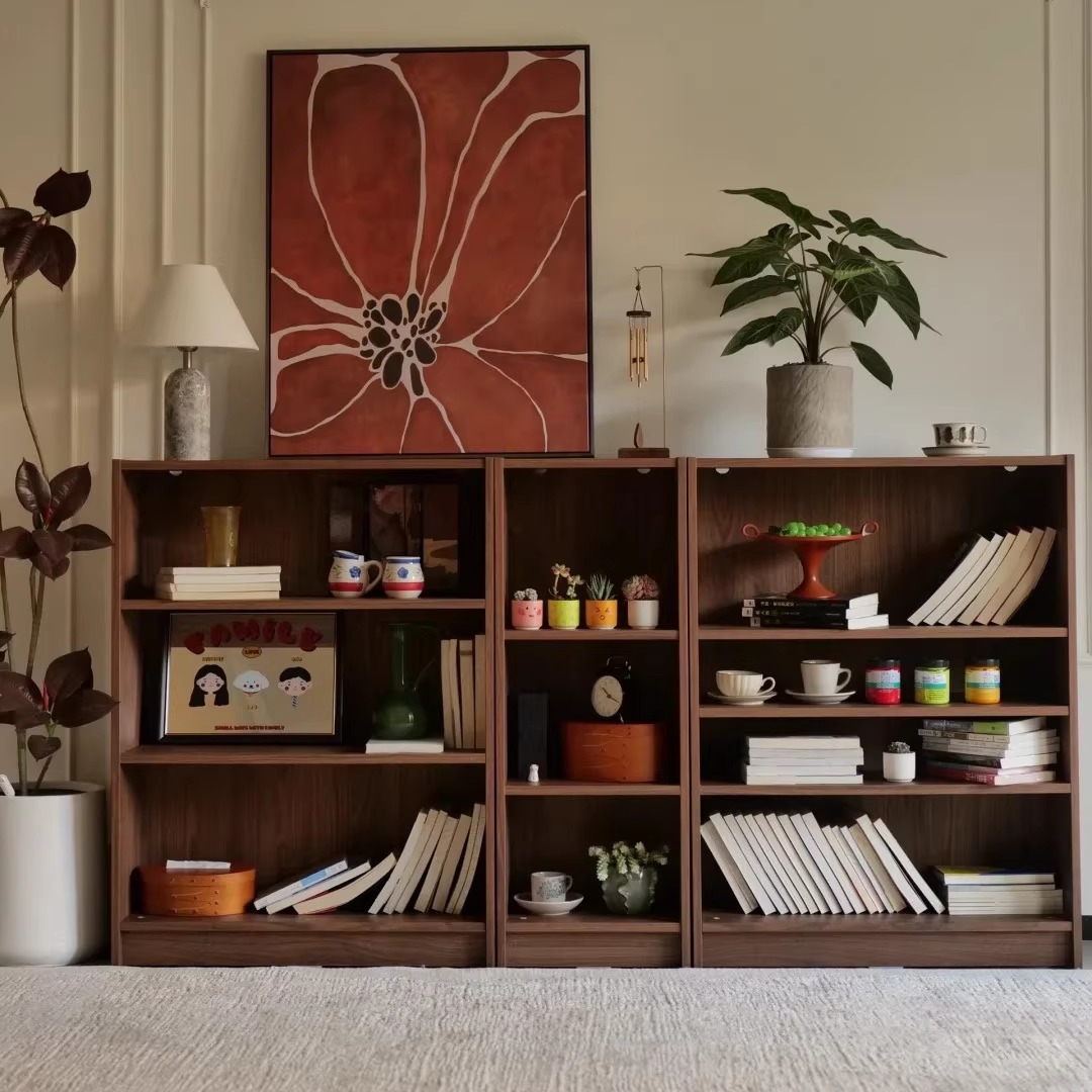 泊逸实木落地组合书柜可调节书柜