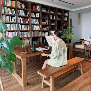 复古怀旧矮凳茶桌专用凳子 泊逸老榆木长条凳子实木长板凳原木中式