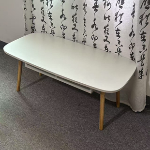 泊逸小茶桌茶几家用客厅出租屋矮桌子现代简约白色带抽屉桌子书桌