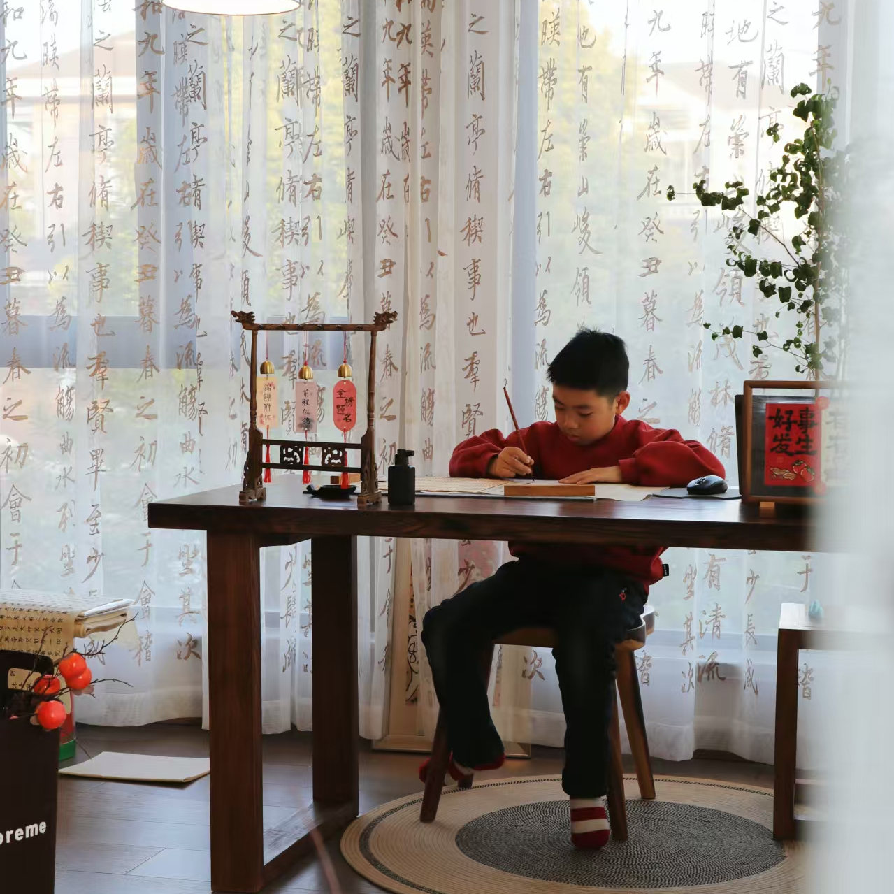泊逸开放式书房书桌实木大板桌