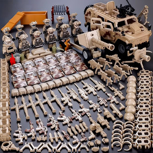 中国积木人仔军事特种兵警察男孩子拼装小人士兵儿童益智玩具拼图