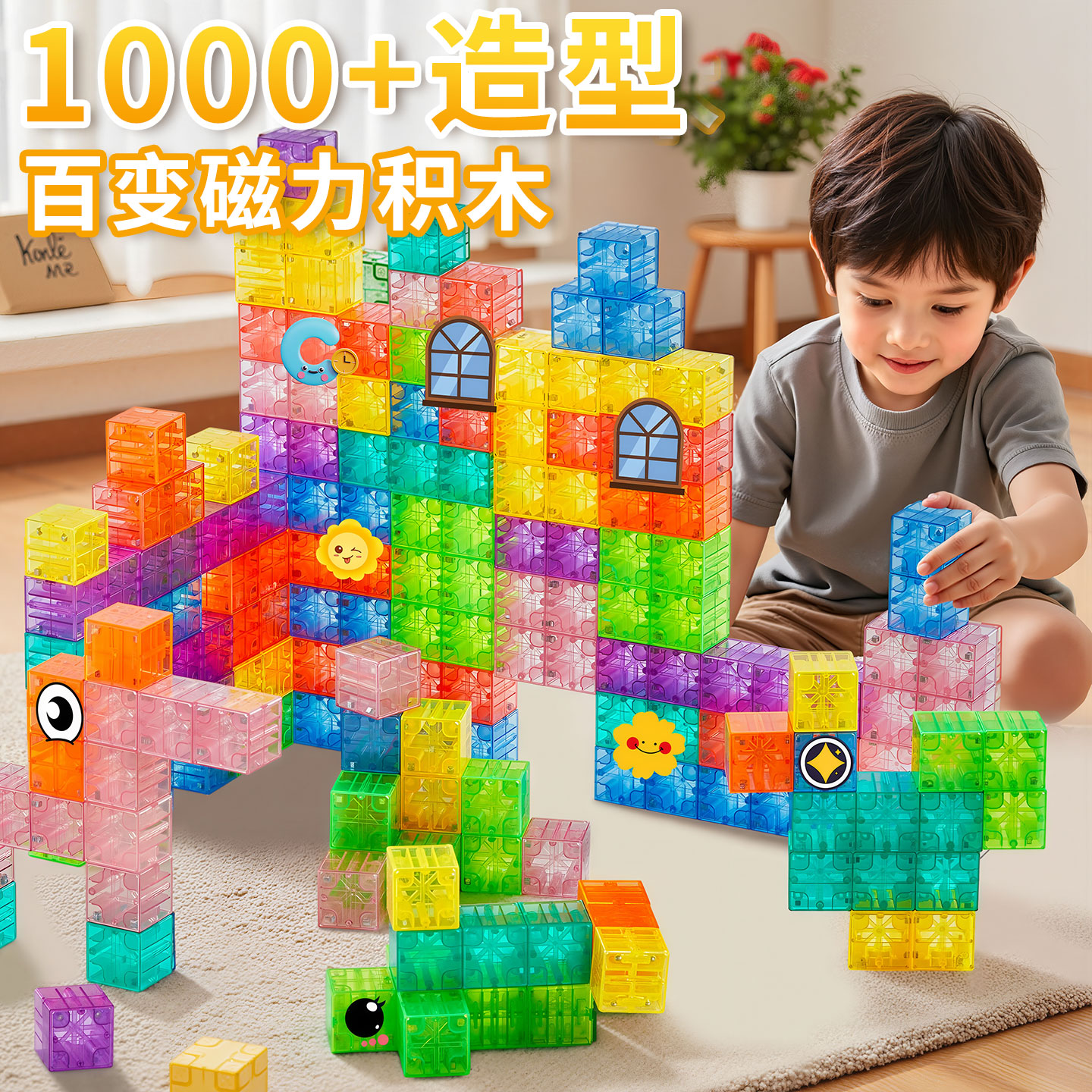 儿童磁力方块磁力片彩窗磁吸积木