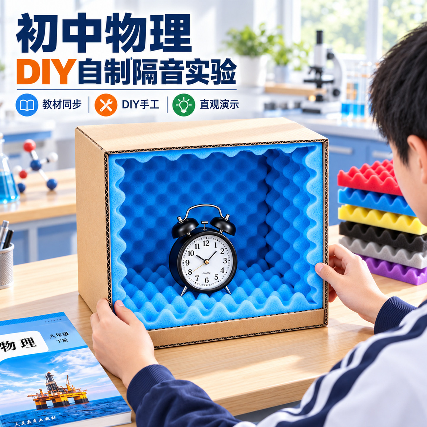 初中生物理隔音房模型专用隔音棉八年级科学实验器材手工DIY制作