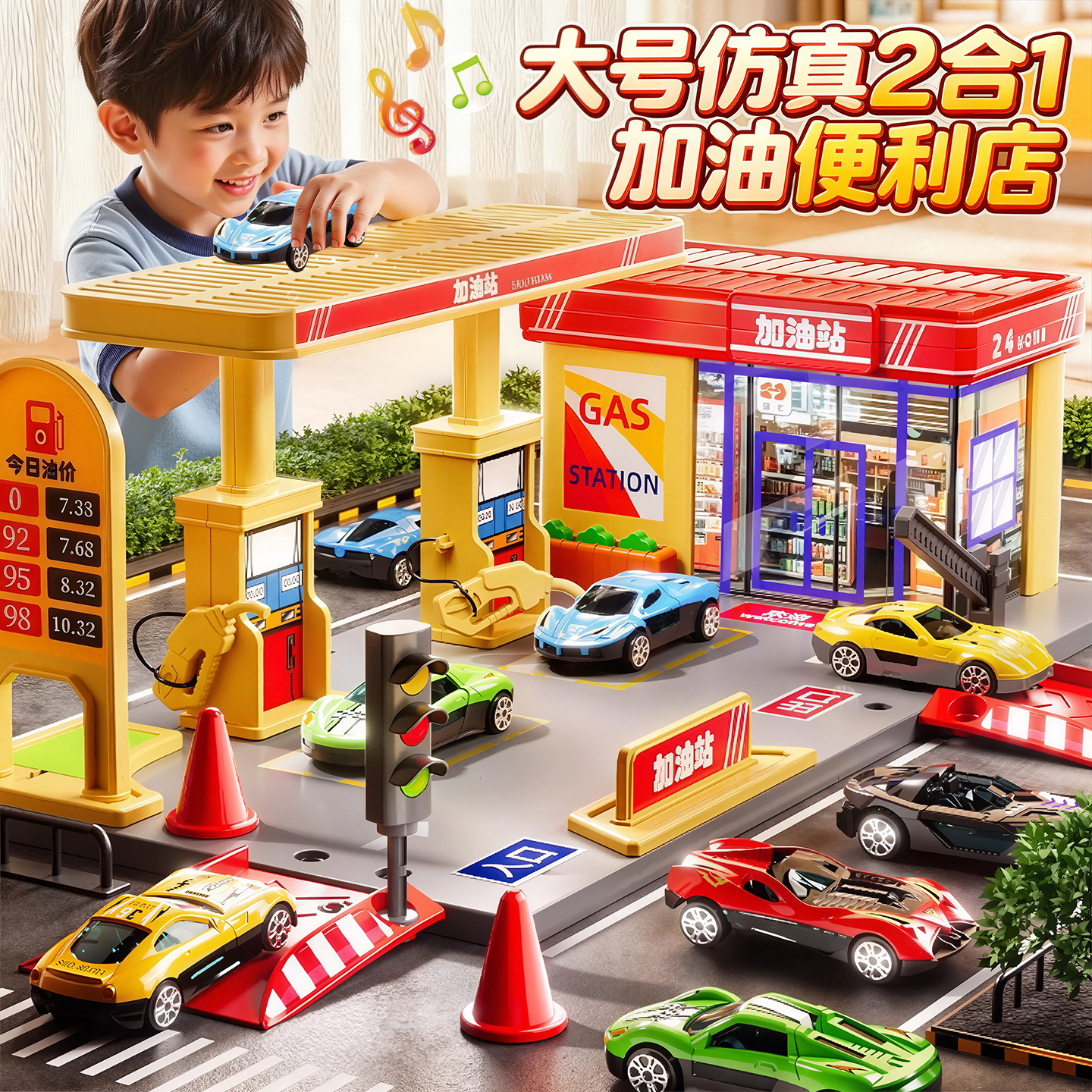 儿童仿真加油站玩具便利店过家家