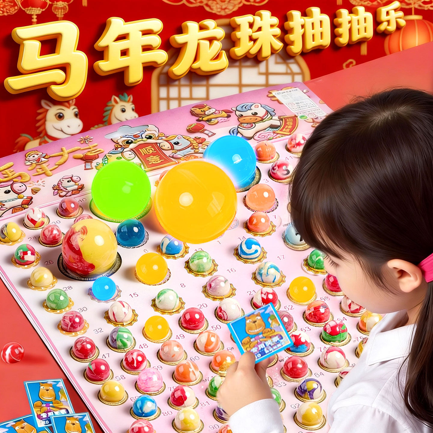 新年龙珠抽抽乐2026马年限定儿童男女孩洞洞乐盲盒弹力球戳戳礼物,玩具/童车/益智/积木/模型,球类玩具/球类运动,淘宝优惠券,粉丝福利购,淘宝优惠卷